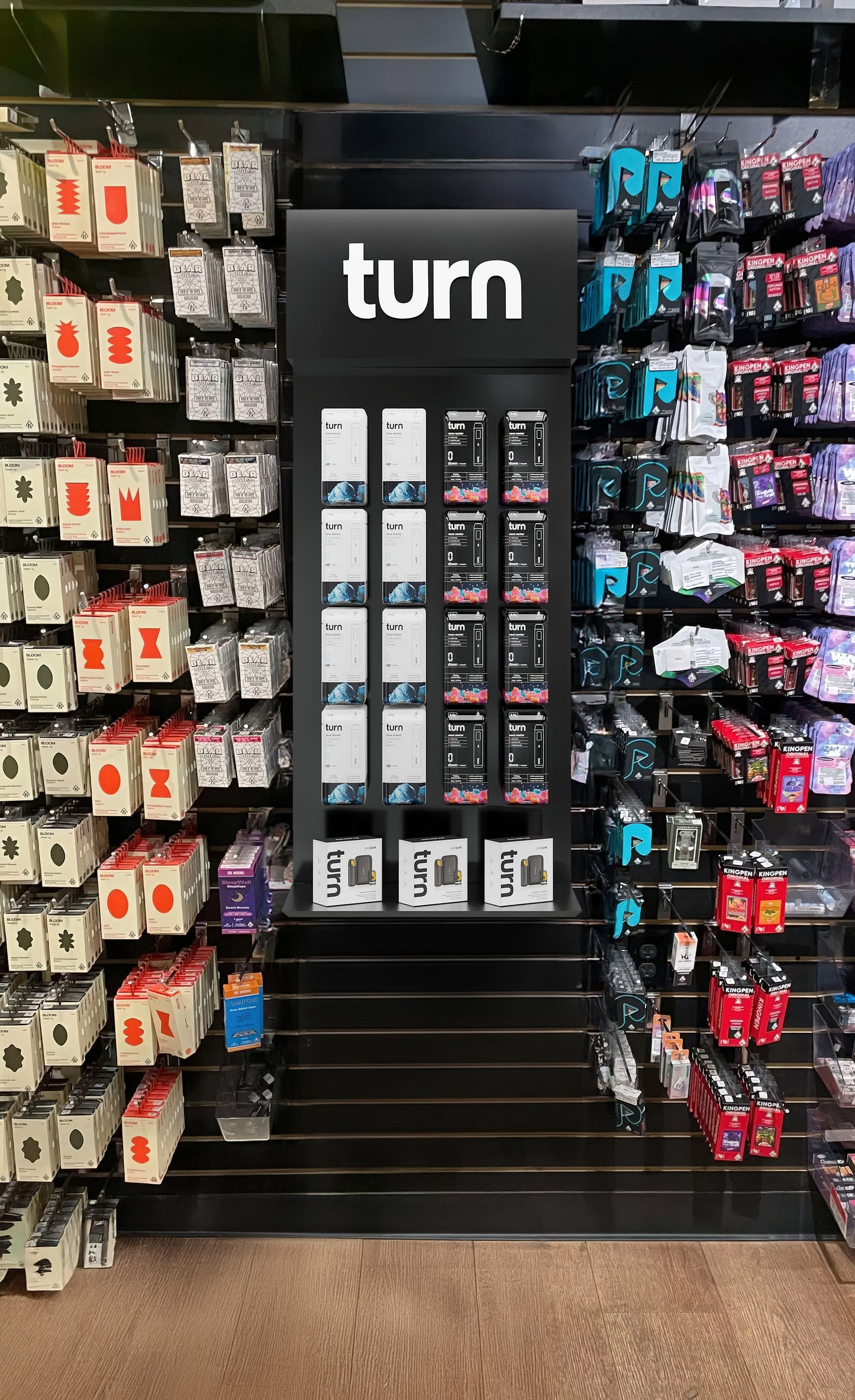 small slat // peg wall display