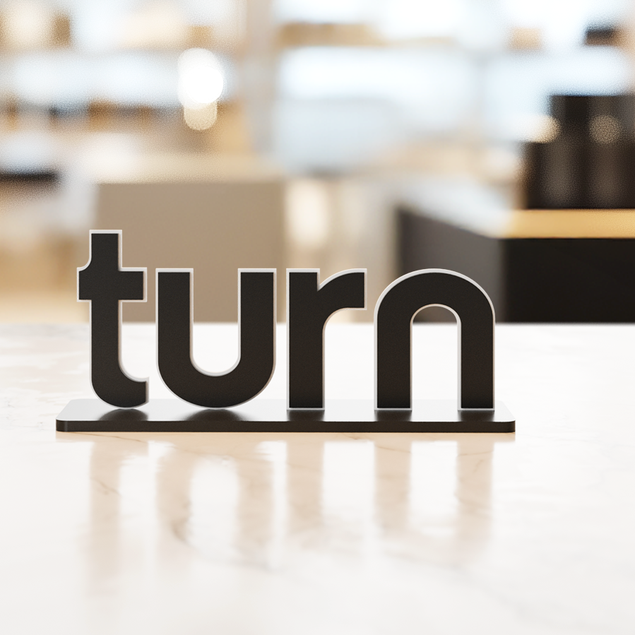 acrylic logo shelf signs (small black)